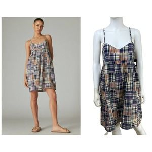 LUCKY BRAND Patchwork Cotton Babydoll Summer Mini Dress Small NWT